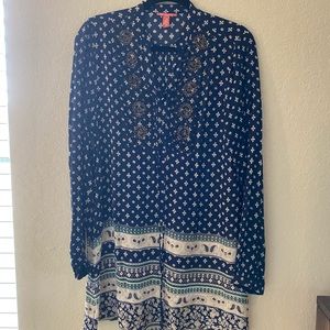 Boho navy blue C&V dress